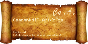 Csarankó Abiáta névjegykártya